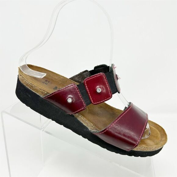 Naot Women's Red Slip-On Wedge Sandals Size 6 Casual Double Stretchy Strap - Picture 1 of 10
